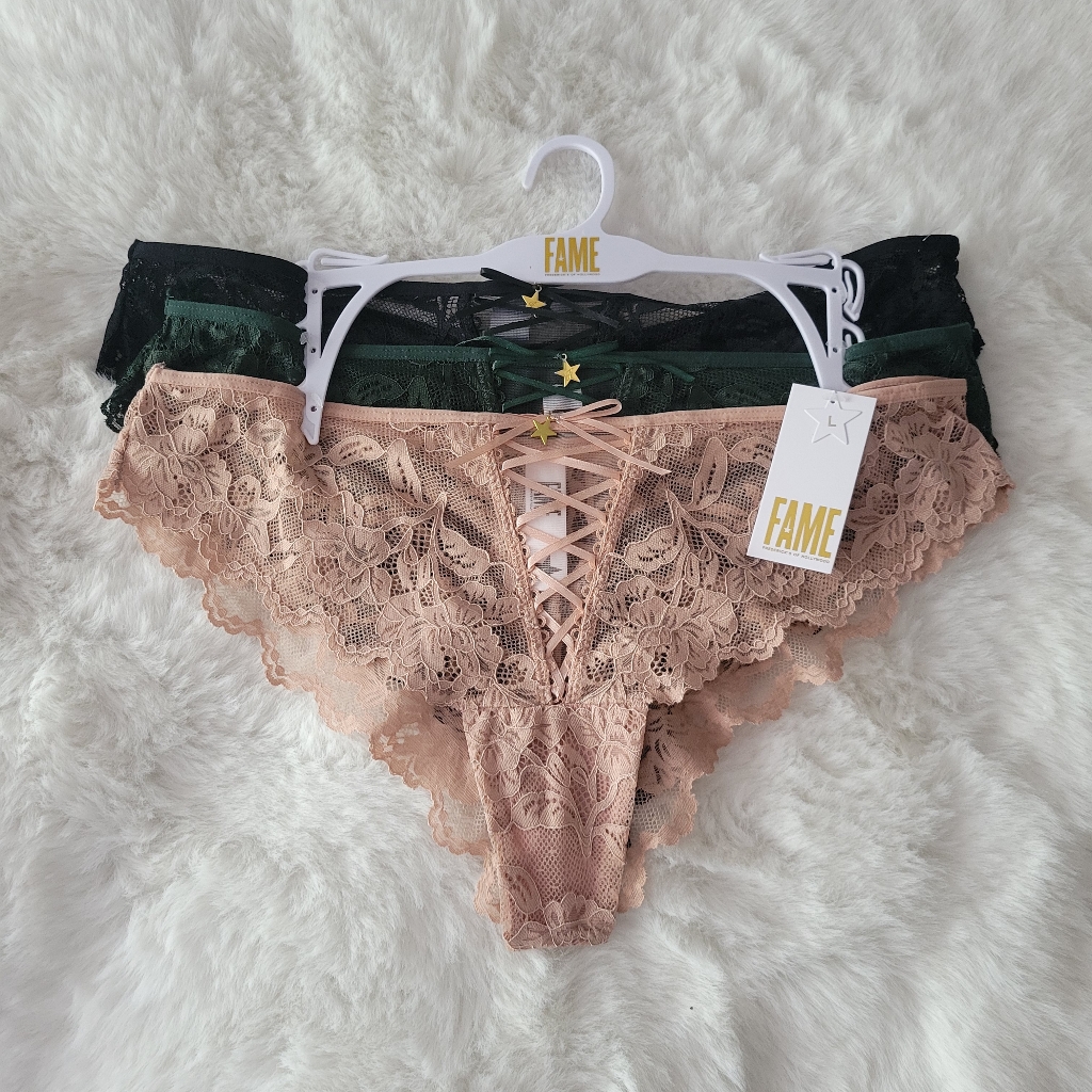 Fredericks Of Hollywood Brand New 3Pack Lace Tanga Size L